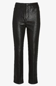 Express Super High Rise Mom Jeans Coated Reptile Print Size 8 Short